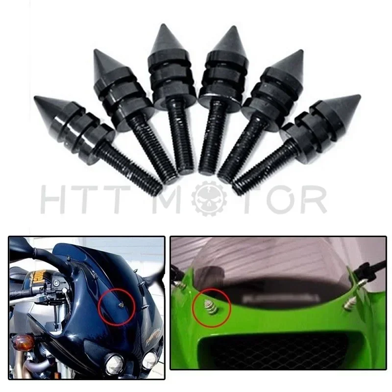 

Universal BLACK Motorcycle Spike Bolts (Windscreen, Fairings, License Plate) For Ducati/Honda/Kawasaki/Suzuki/Yamaha/Triumph