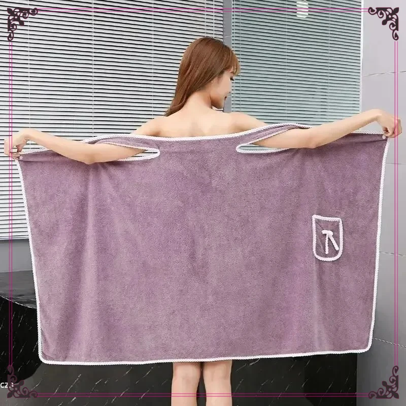 Ladies Wearable Bath Towel Fast Drying Beach Spa Bathrobe Shower Gym Towel Lightweight Soft For Women Girls