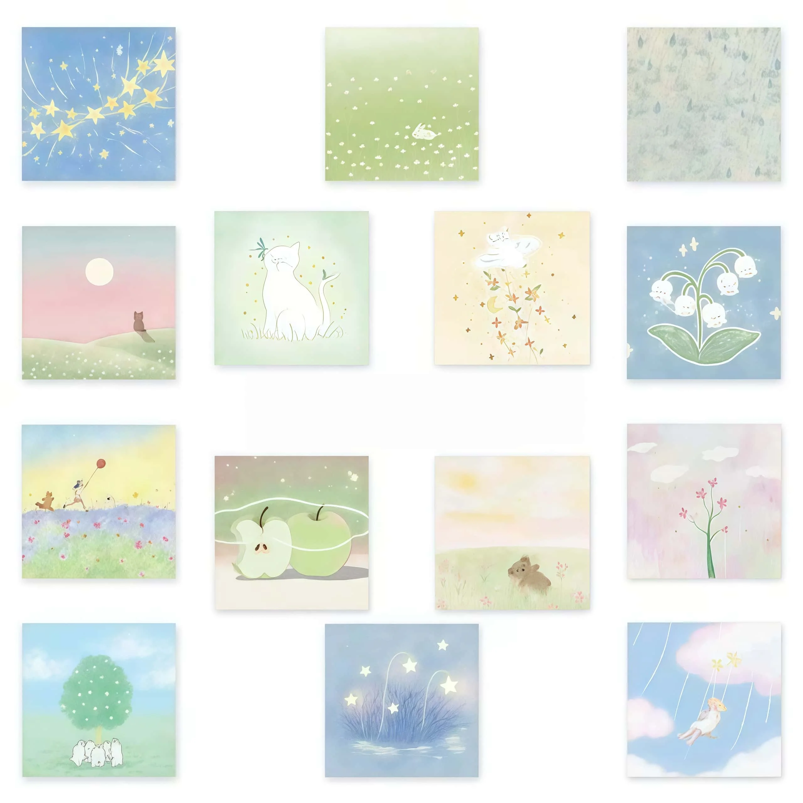 500Pcs Fresh Pastel Scenery Roll Stickers, Dreamy Nature Landscape Self-adhesive Labels for Journal Packaging DIY Decoration