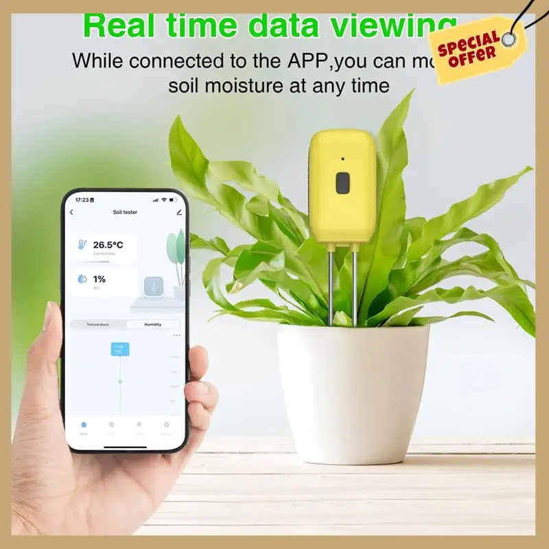 Tuya الذكية بلوتوث اختبار التربة درجة الحرارة مقياس الرطوبة مقاوم للماء مقياس الحرارة والرطوبة أتمتة كاشف الري-WMAN