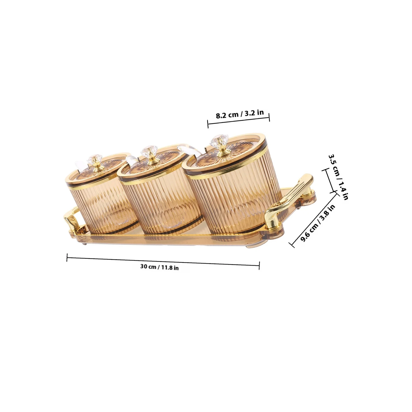 1 Set Of Seasoning Container Set Transparent Striped Design Salt Sugar Soy Sauce Vinegar Jars With Lids Kitchen Spice Organizers