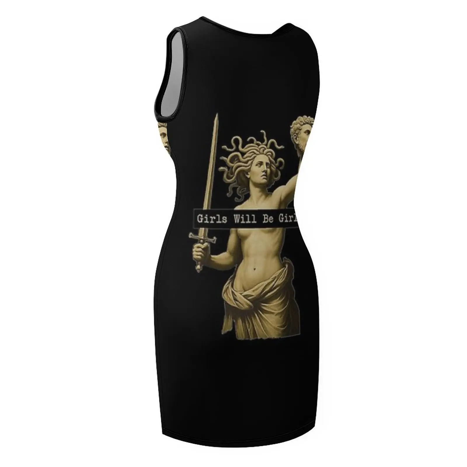 فستان بناتي كلاسيكي ميدوسا يحمل الرأس من الله اليوناني بدون أكمام فستان صيفي فستان يومي للفتيات