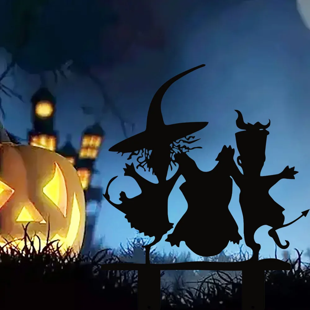 Tanzende Hexe Metall-Gartenpfahl Lustige Halloween-Dekoration Gartendekoration – Detail 2