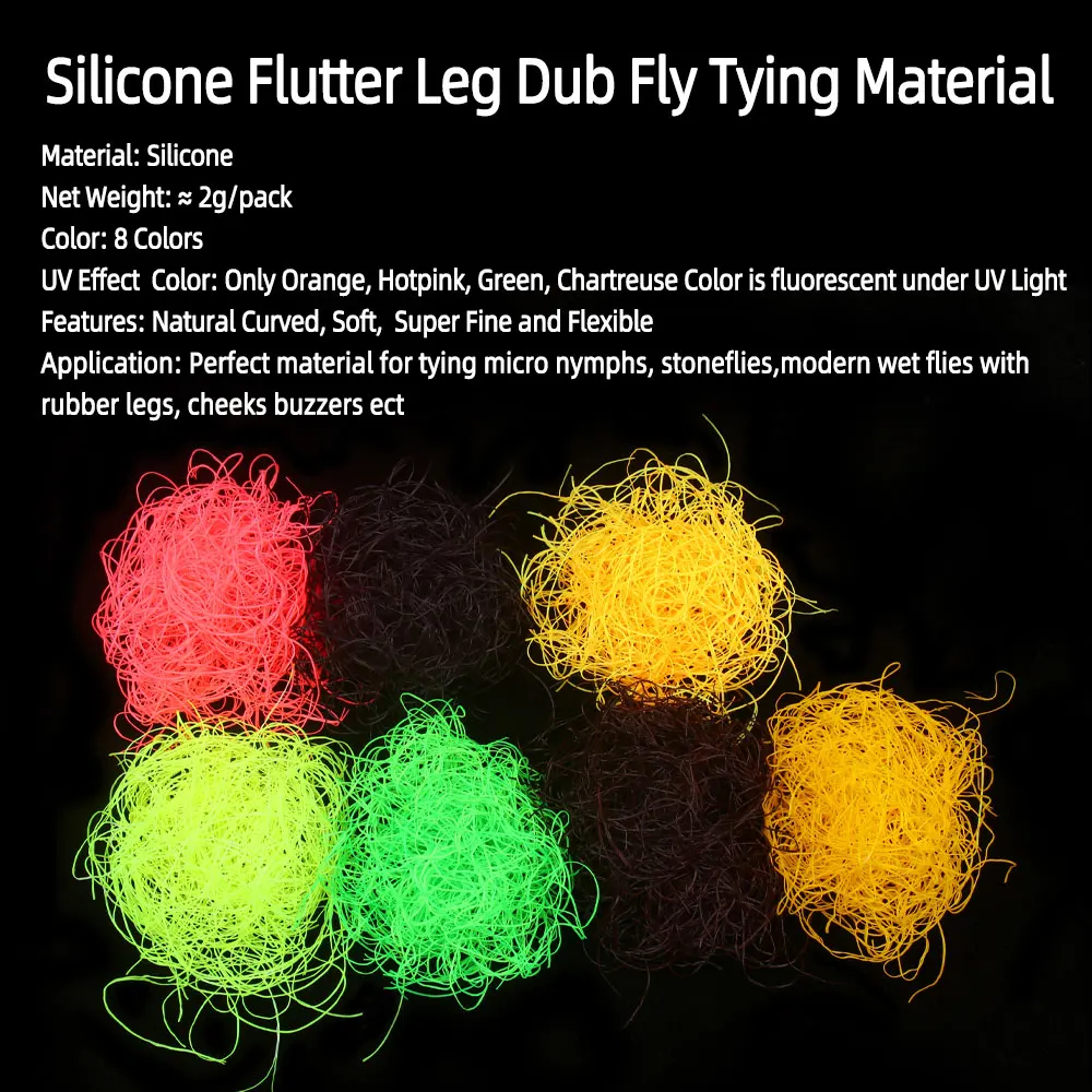 2g/Pack Silicone Flutter Leg Dub Fly Tying Material Soft Rubber Legs For Tying Nymphs Stonefly Wet Flies Trout Fishing Lures