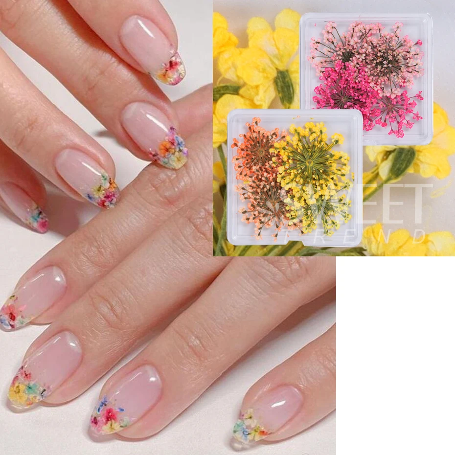 1Box 3D Nail art Blume Dekoration Zarte Getrocknete Blume Nail art Dekorationen Exquisite Nail art Schönheit Für Charms zubehör