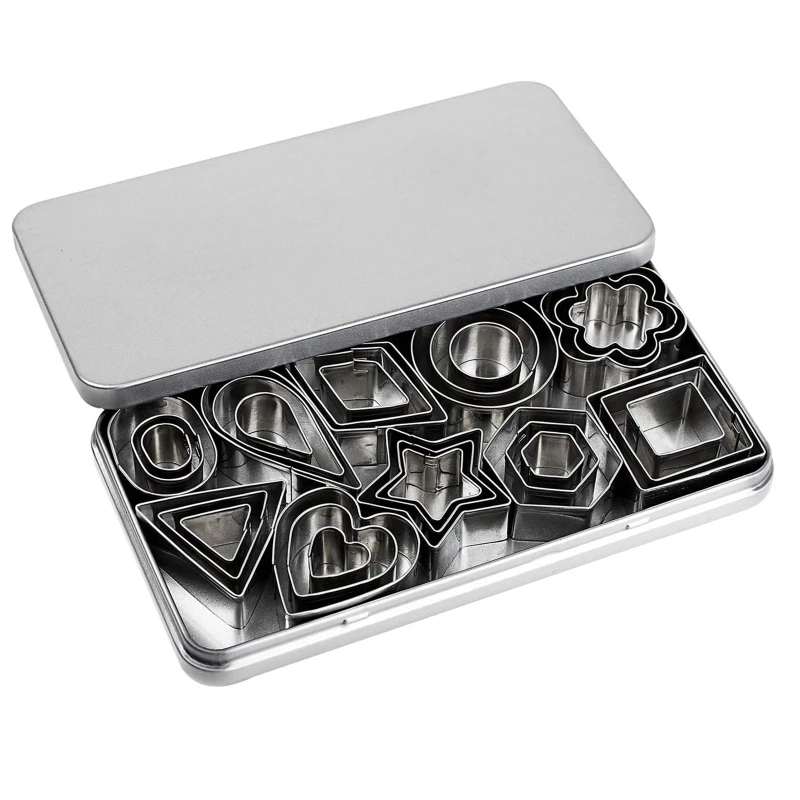 30 Pack Stainless Steel Baking Cookie Cutters Biscuit Moulds 10 Different Shapes new arrival