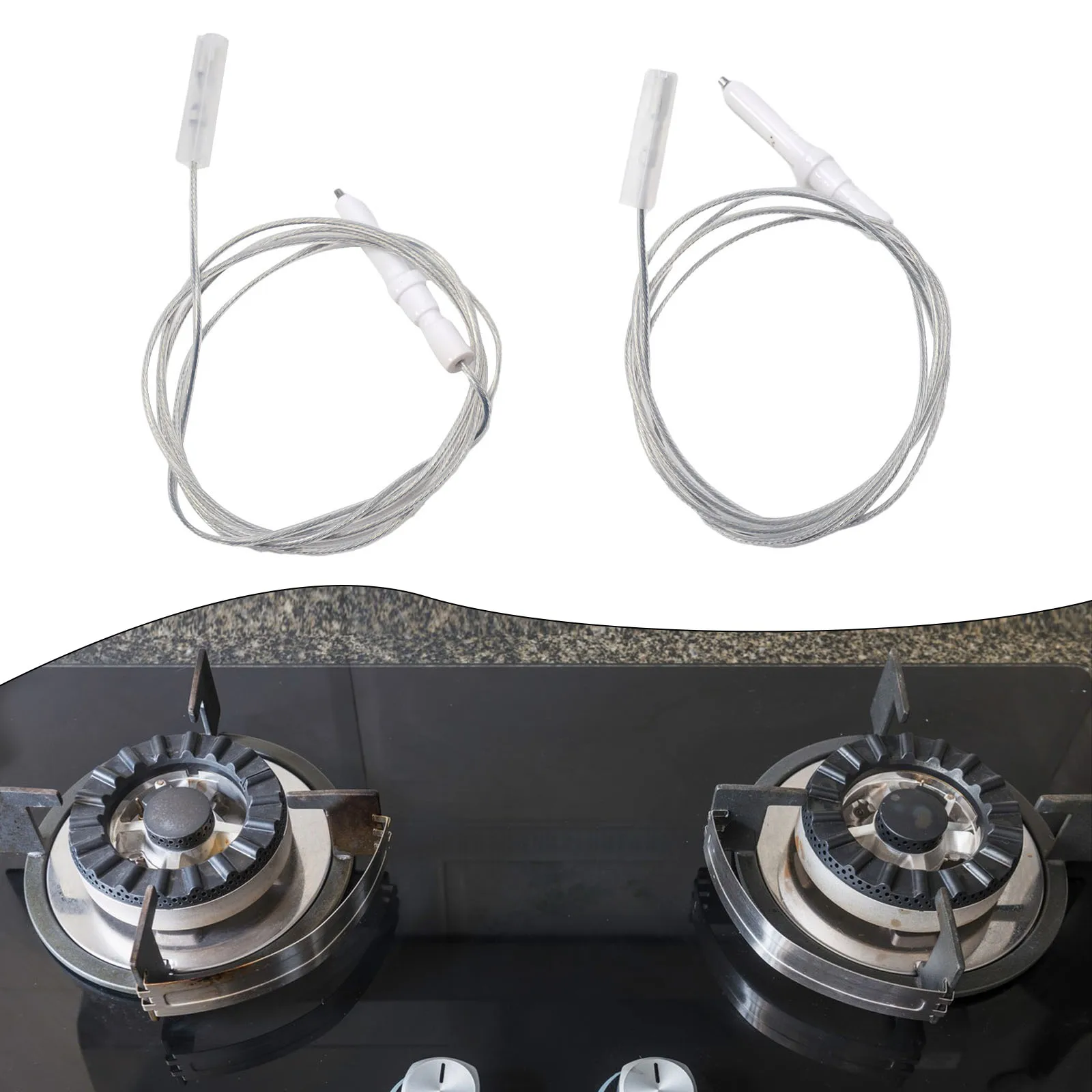 2pcs Gas Cooker Range Stove Part Ignition Electrode Plug Wire 900mm Gas Stove Parts Ignition Electrode Spark Plug
