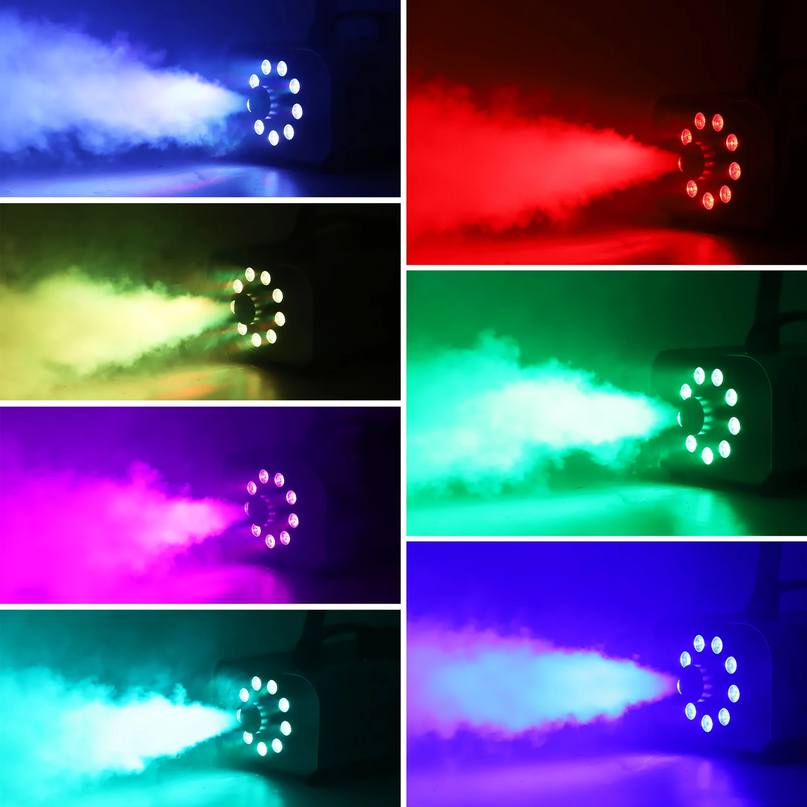 U`King Upgrade 1200W Smoke Machine With 9PCS RGB 3IN1 LED Colorful Spray Fog Machine Sprzęt sceniczny na wesele Bankiet