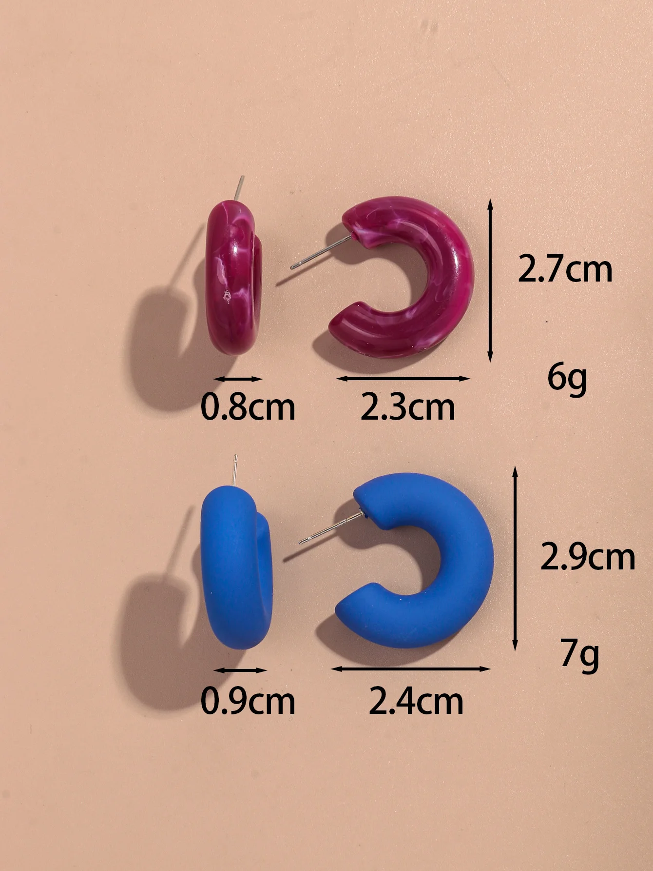 18pcs/set Colorful Acrylic Small Circle Hoop Earrings for Women Vintage Resin Geometric C-Shape Drop Earring Fashion Jewelry