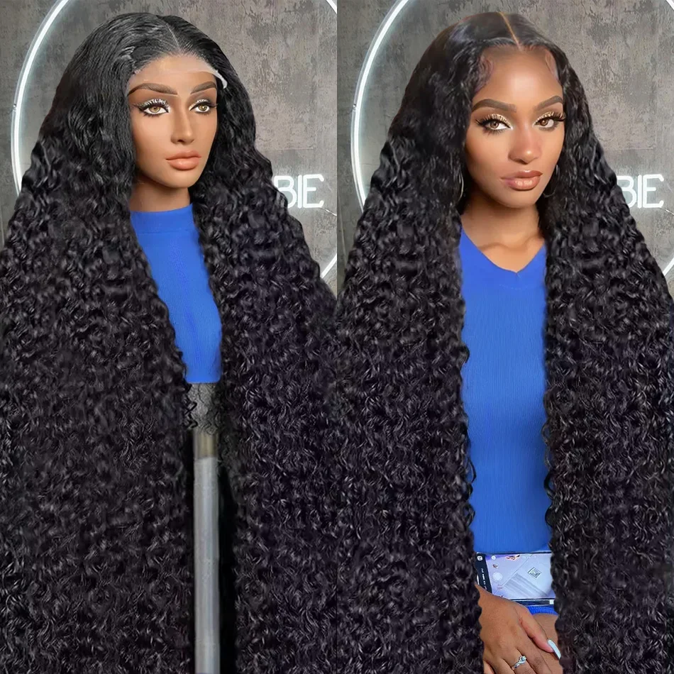 Dixtefo 16-36 Inch Deep Wave 13x4 Transparent Lace Front Wig Curly 13x6 Lace Frontal Human Hair Wigs For Black Women