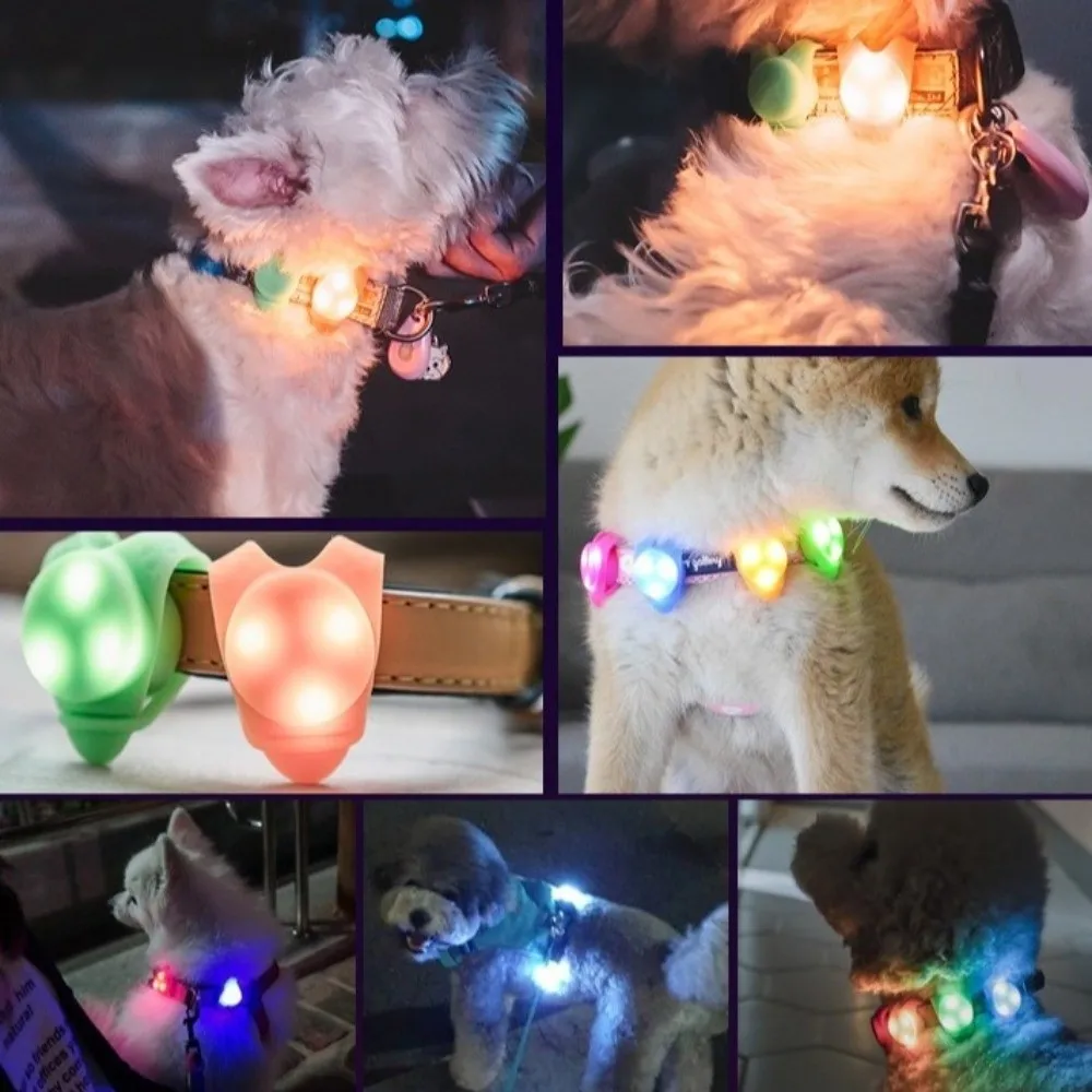 Silicone LED Pet Safety Light Anti-Lost 3 Light Modes Glowing Collar Waterproof High Brightness Pet LED Pendant Outdoor Hiking