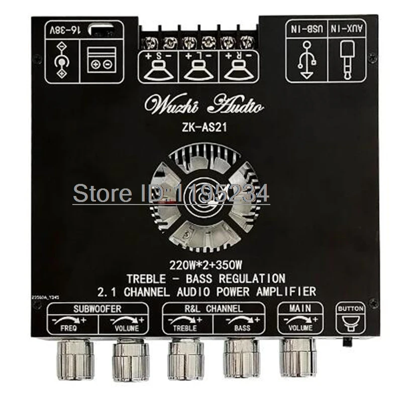 

1PCS ZK-AS21 2.1 Channel TPA3255 BT Digital Power Amplifier Board Module High And Low Tone Subwoofer 220WX2+350W