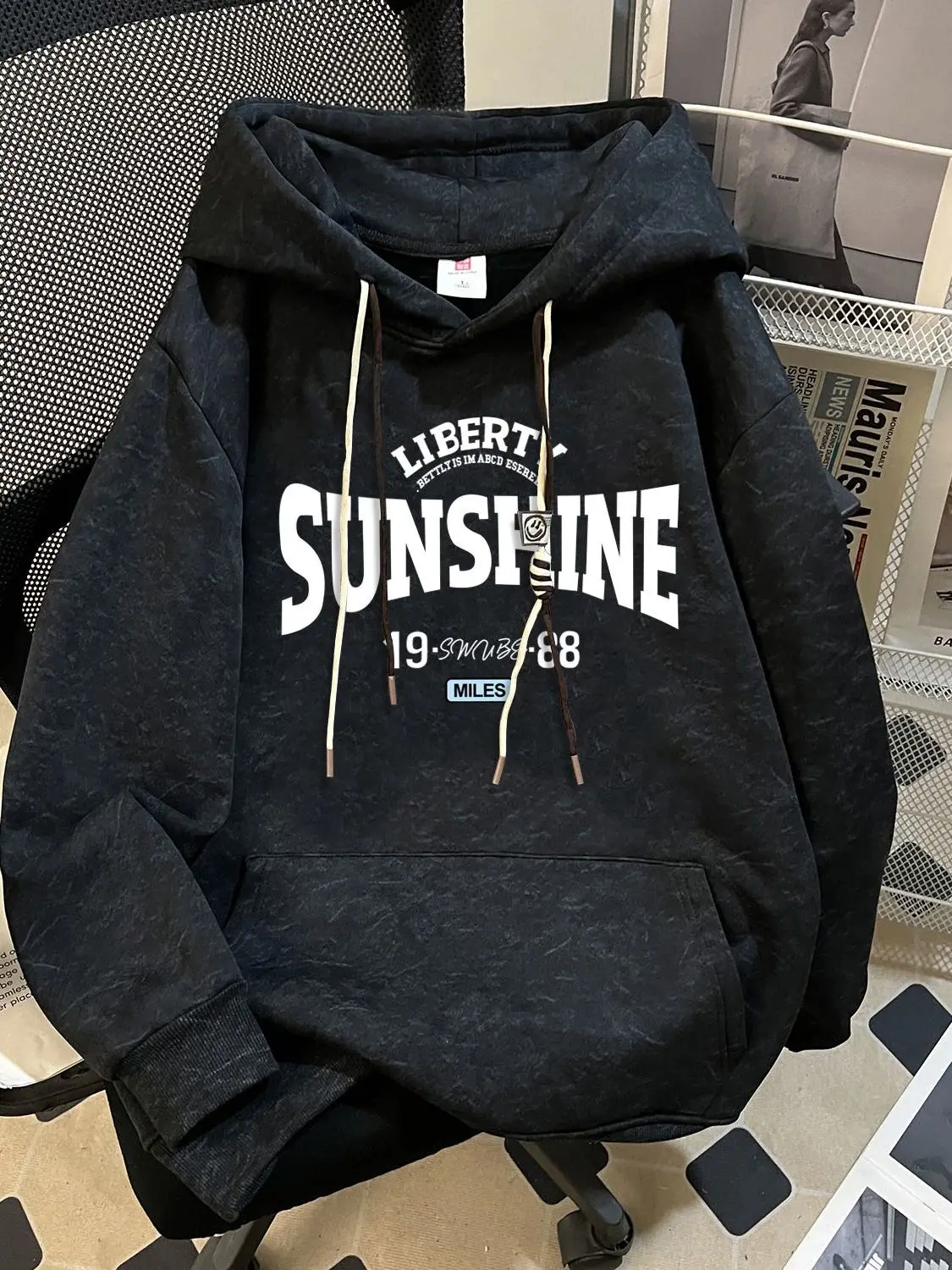 Plus size moletom com capuz Thiened Fce Letter Print ex Sweatshirt quente casual top para casais uso diário temporada de inverno