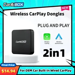 CarAIBOX-Dongle CarPlay inalámbrico 2 en 1, Android Auto Box para Radio de coche con cable CarPlay