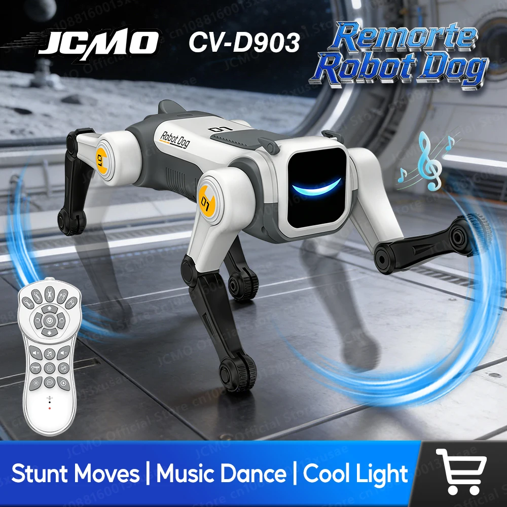 JCMO Chien robot intelligent IA RC, dialogue vocal, cascades magiques, mouvements de flip, chant, danse, chien robot intelligent pour enfants, jouets, nouveauté