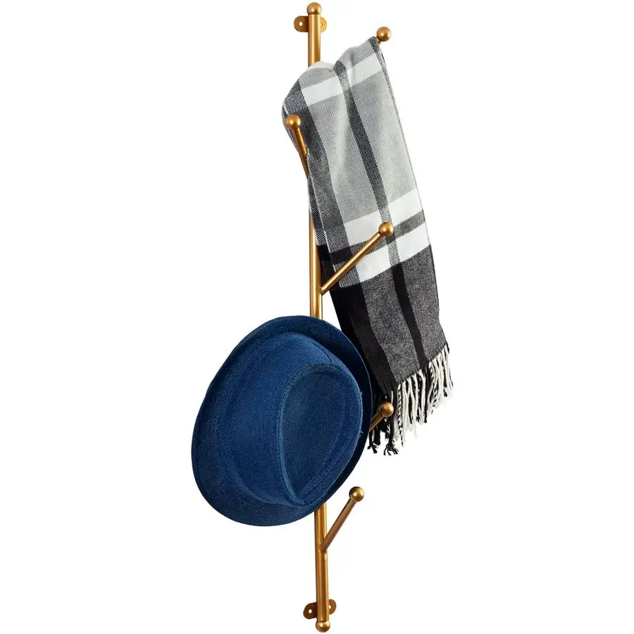 

2.5Foot Gold Metal Tree Branch Style Wall Mounted Vertical Hat Coat Hanging Rack