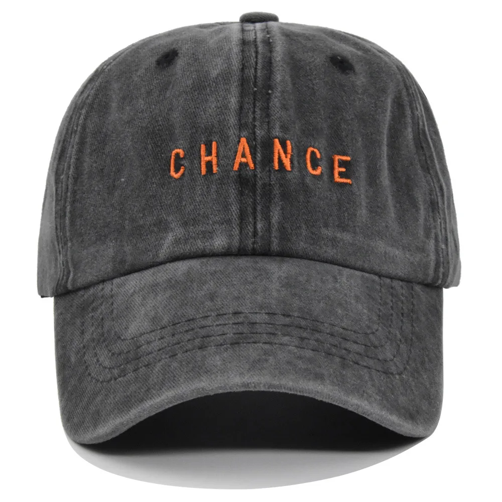 Retro Chance Letter Embroidery Baseball Caps Men Spring Washed Cotton Adjustable Casual Hat Hiphop Street Wear Sun Hat for Male