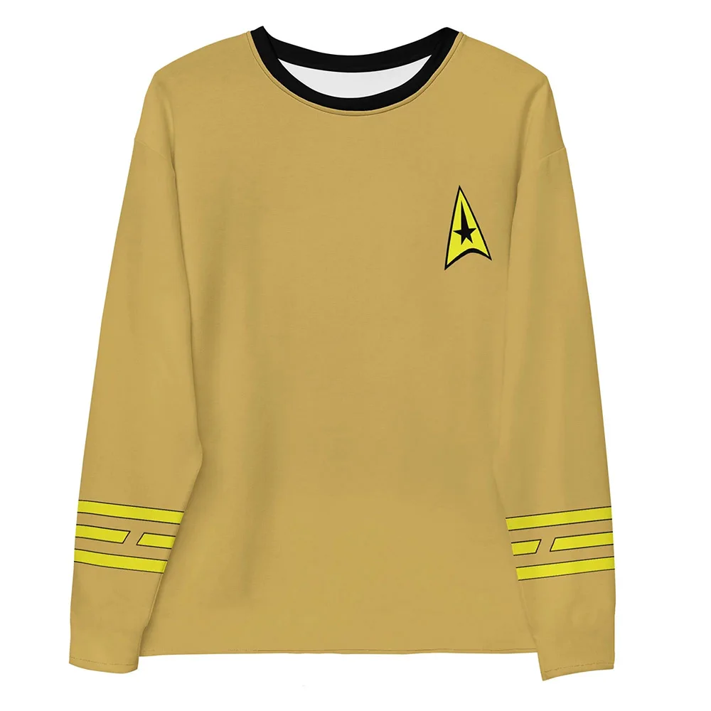 StarTrek Unisex Langarm-T-Shirt mit Retro-Weltraum-Motiv, Rundhals-Oberteil, Lässige Streetwear, Locker Geschnittenes Top für Männer und Frauen – Detail 3