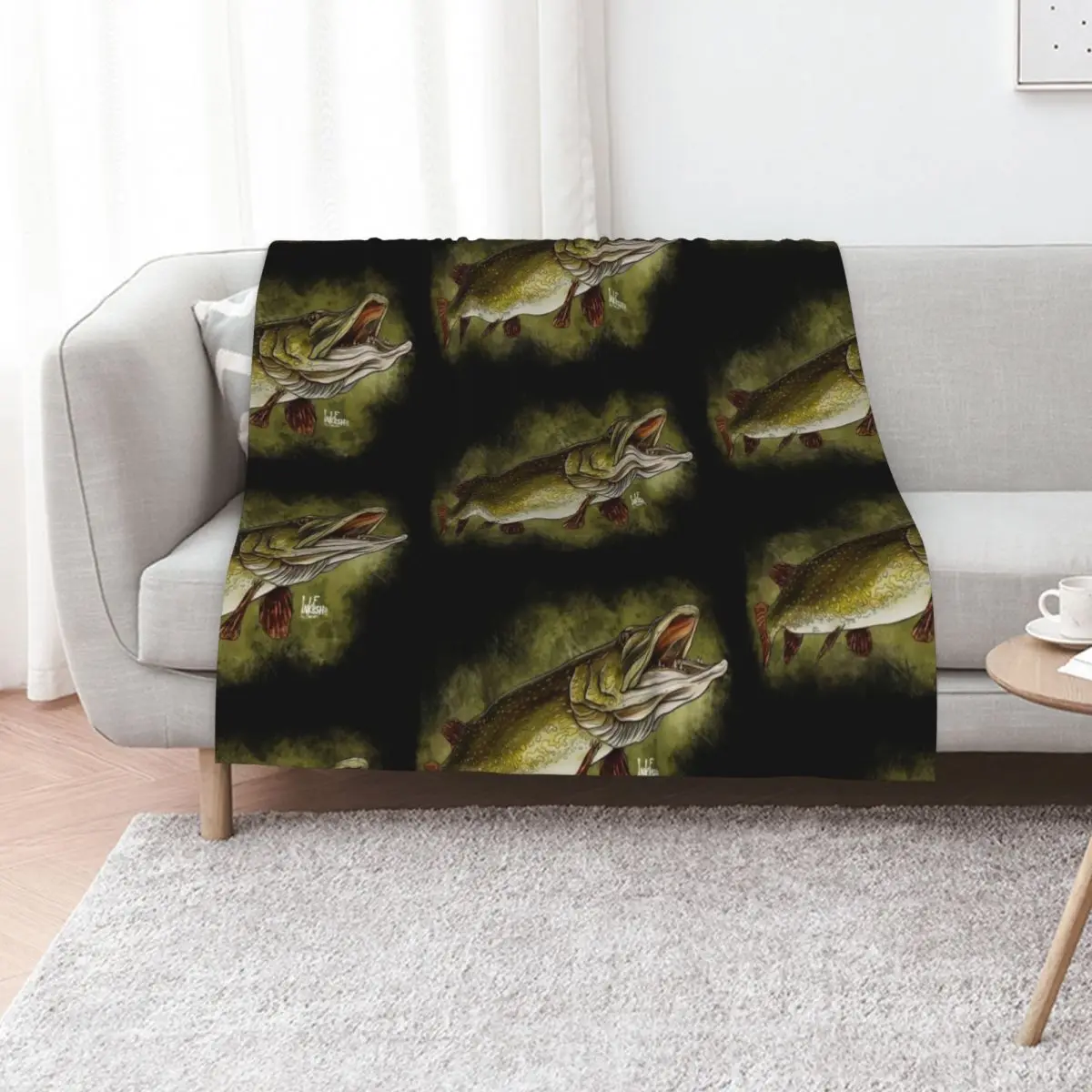 Open mouth pike Throw Blanket Designers Bed linens Nap Shaggy Thin Sofa Throw Blankets