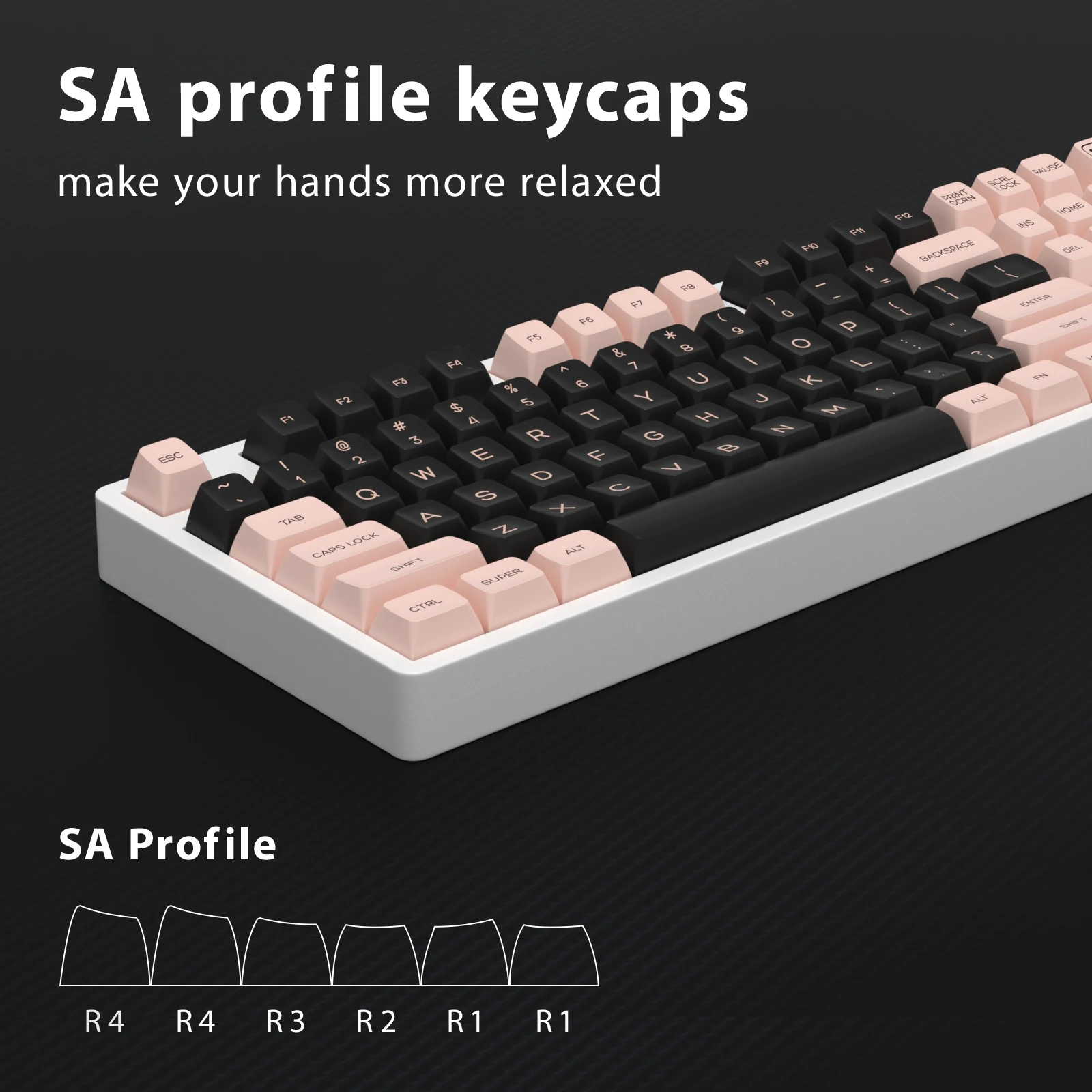 KBDiy 142 Keys PBT SA Profile Black and Pink Keycaps for Mechanical Keyboard Gamer Keycap Double Shot Custom for MX Switches