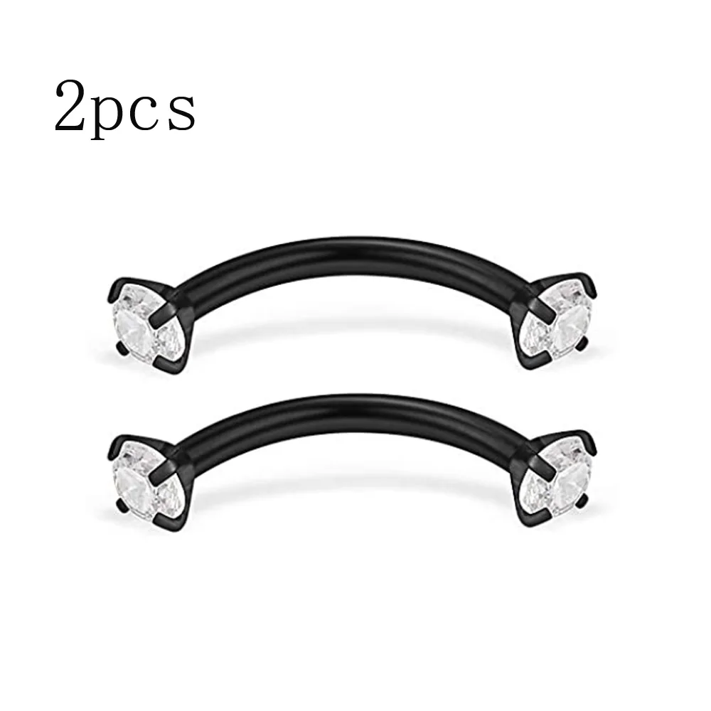 16G Curved Barbell Eyebrow Rings Piercing Surgical Steel Daith Rook Earring Piercing Jewelry for Women Men 6mm 8mm 10mm Black