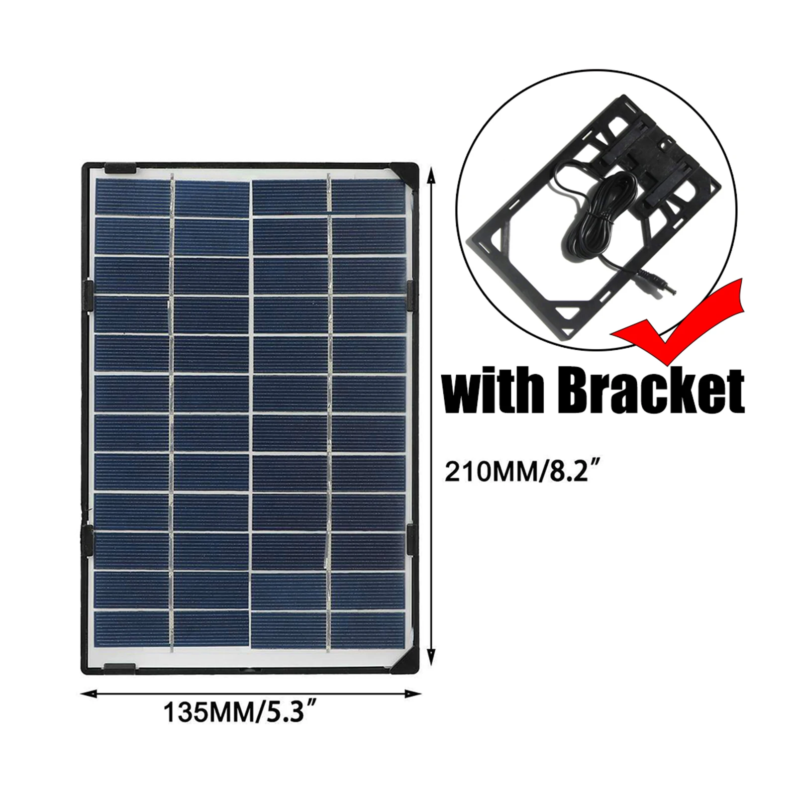 6W 12V Solar Panel for Outdoor Security Camera Solar Cell with 10ft DC Output DIY Waterproof Solar Panel for Street Light Garden