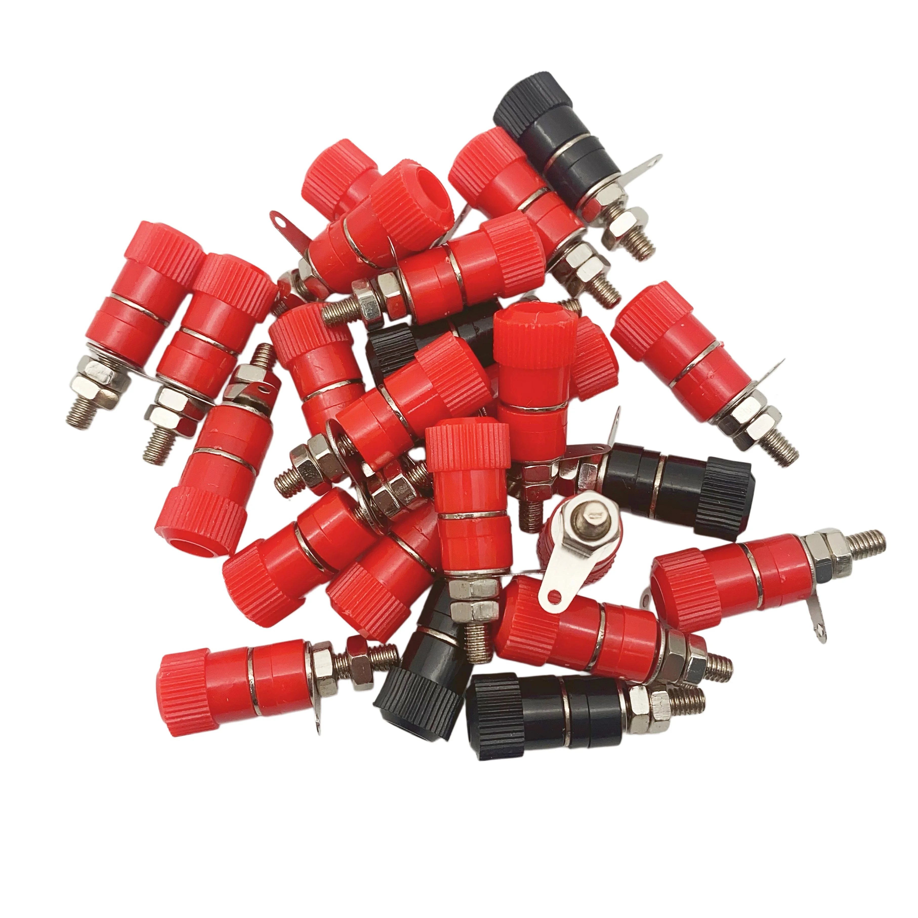 10pcs 4mm Red&Black Banana Socket Professional Binding Post Nut Banana Plug Jack Connector Nickel Plated For 4mm Banana Plug
