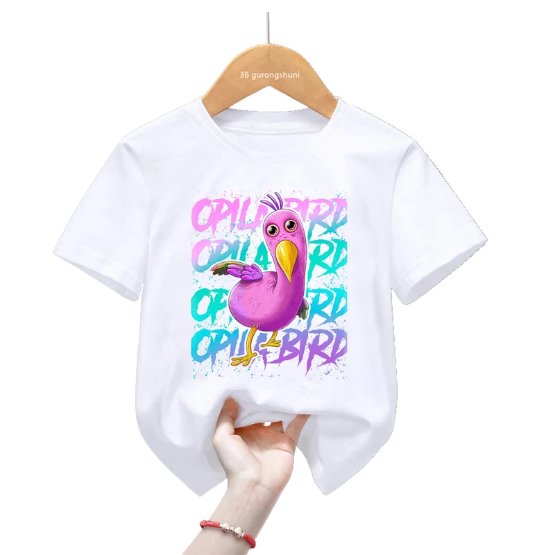 Opila Bird Garthen Of Banban Graphic Print T Shirt Girls/Boys Funny Kids Clothes My Singing Monsters Character Tshirt Streetwear