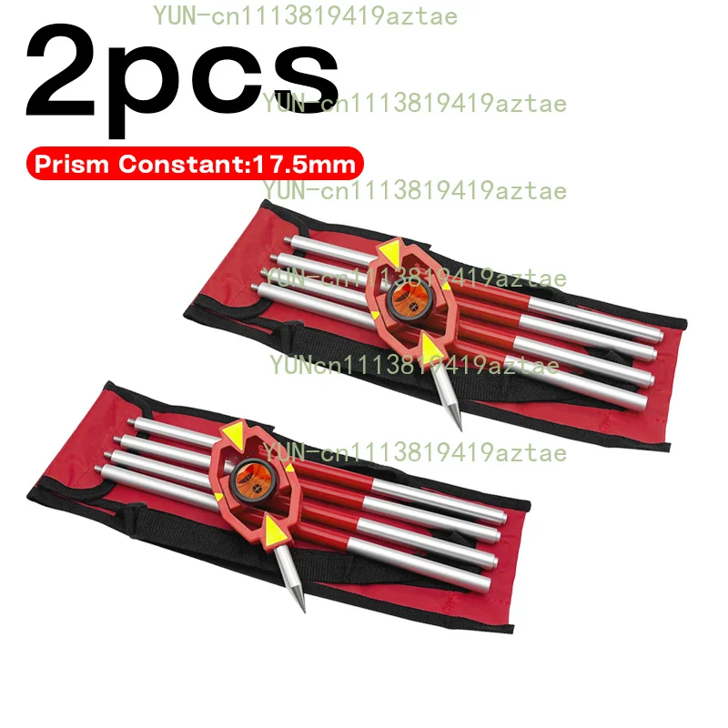 2PCS Copper Mini Prism With 4 Poles For Total Station Offset+17.5mm/0mm/-30mm Surveying Prism and 50mm tip level Accessorie