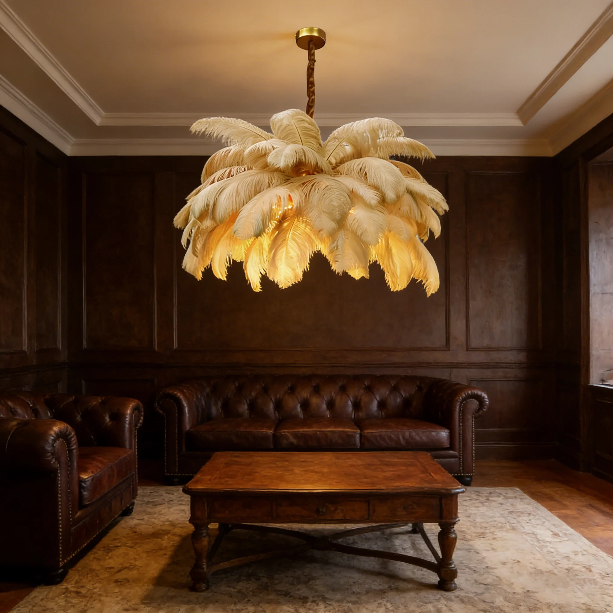 

Feather Chandelier Nordic Lustre pink Light luxury luminaire suspension for Living Room Home Decor Restaurant hall light