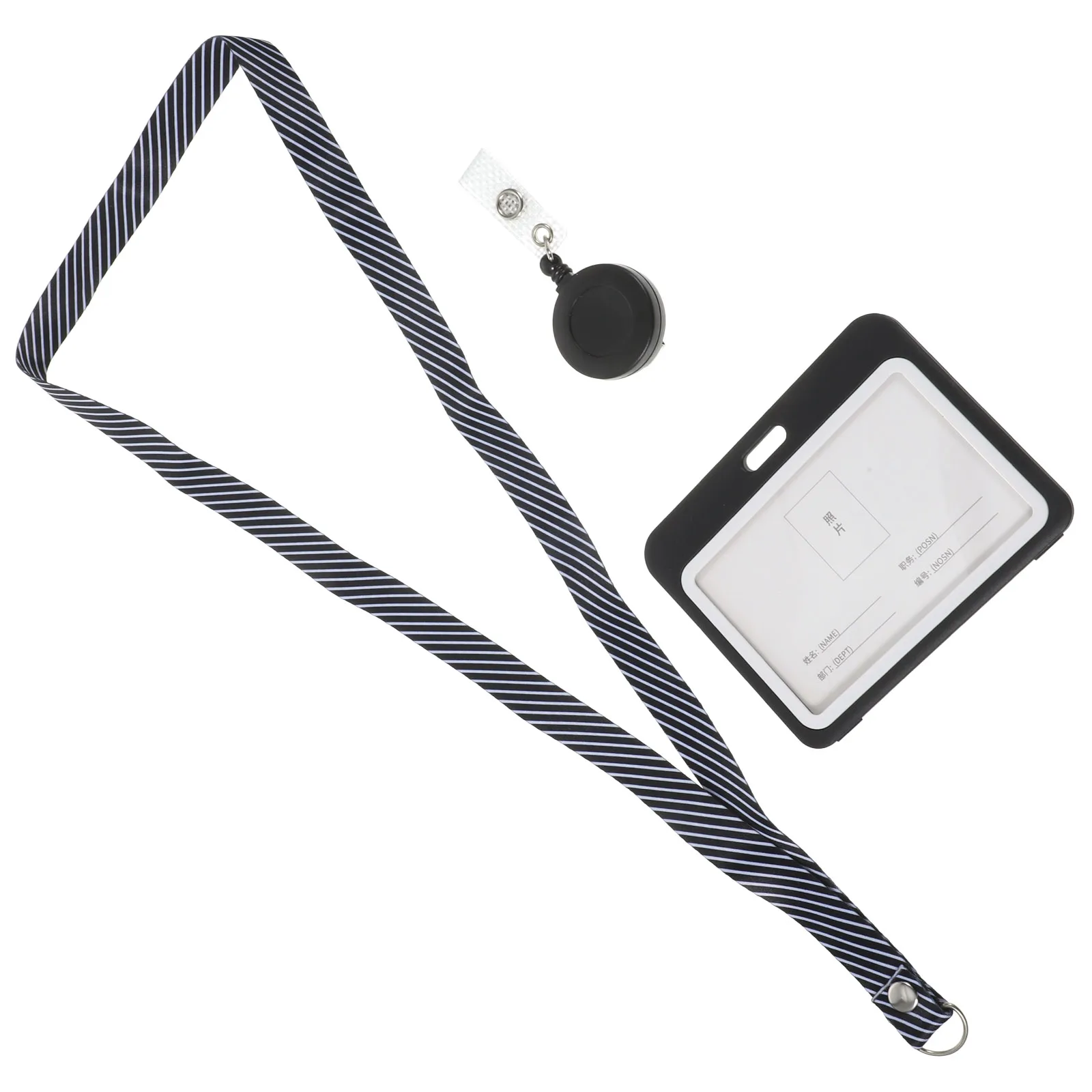 

2pcs Horizontal Badge Holder Card Sleeves ID Badge Holder Lanyard Nurse Employee Work Cards Storage Gray Color