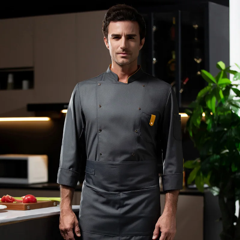 Uniforme de Chef de restaurante occidental, traje de otoño e invierno, Catering, Hotel, cantina, panadero, pastelería, ropa de trabajo de manga larga
