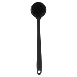 Silicone Back Scrubber, Body Wash Brush Bathing Brush Exfoliator with Long Handle Accessories for Men ( Black )