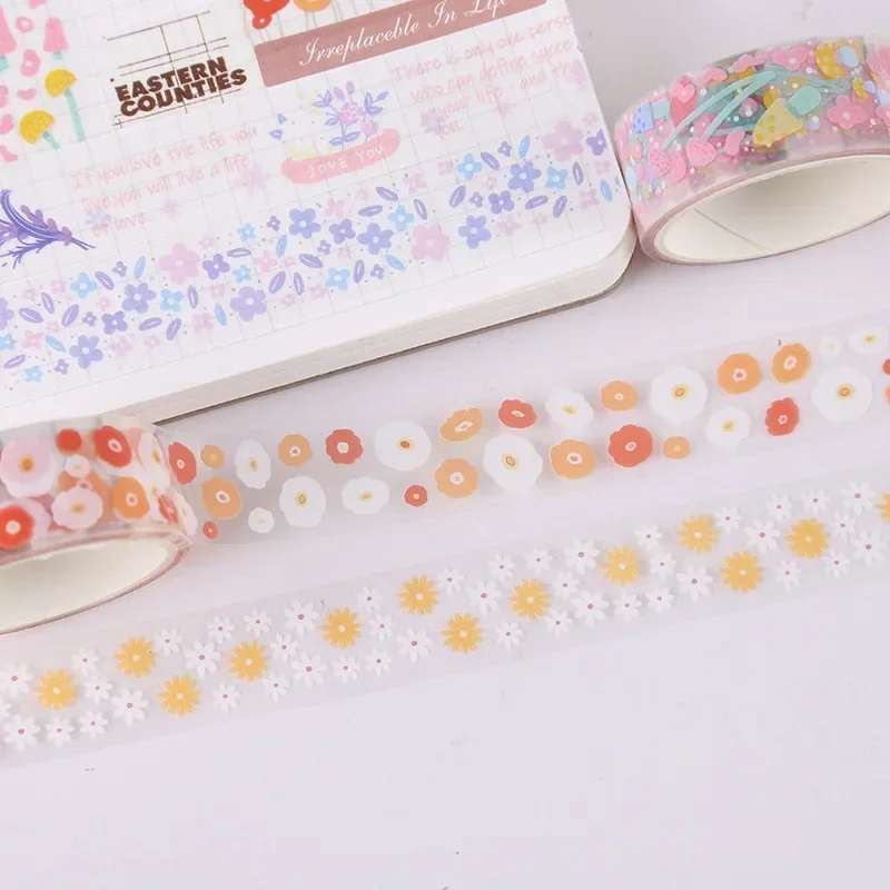 5 rollos de cinta adhesiva transparente Kawaii, Material decorativo DIY, pegatinas para cuaderno de bocetos, suministros escolares, papelería