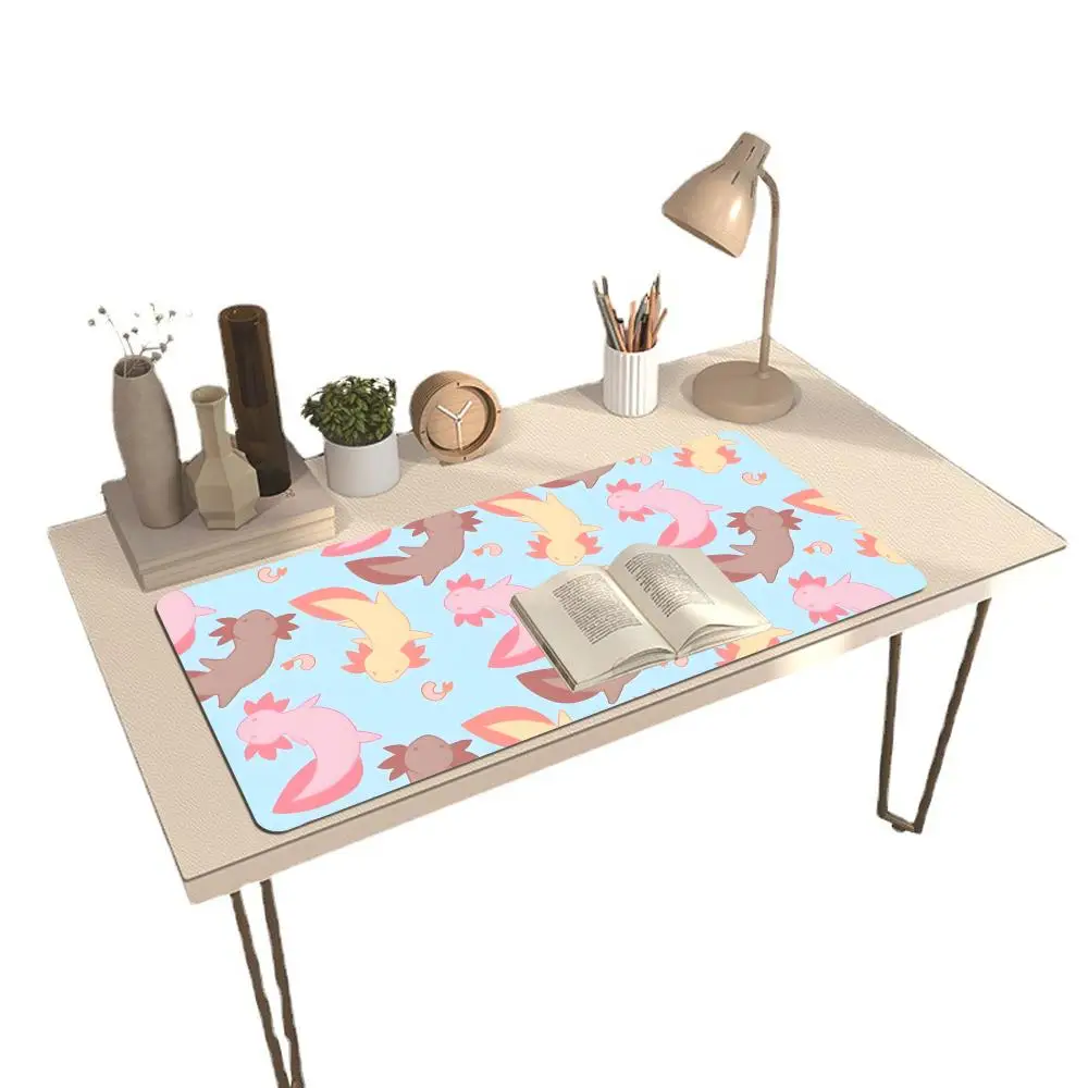 Cute Axolotl Design Aesthetic Large Gaming Mouse Pad Office Desk Mat Computer Keyboard Pad Nonslip Office Desk Decor Accessories