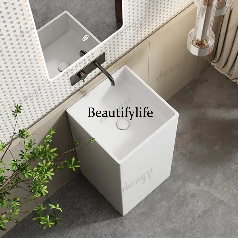 Modern simple countertop artificial stone integrated floor bathroom wash basin  a17