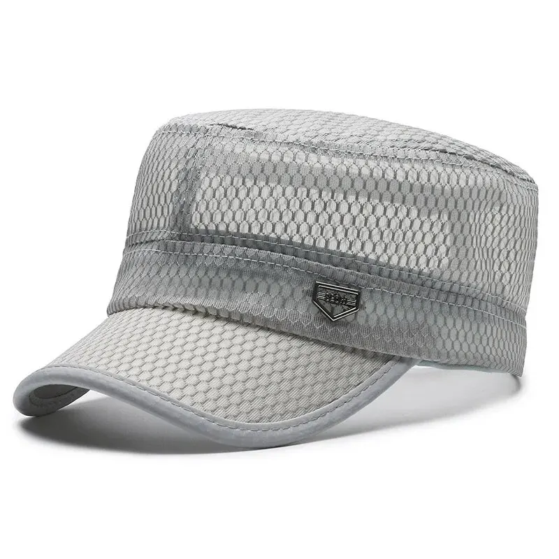 Spring And Summer New Hat Men\'s Flat Hat Outdoor Leisure Fishing Travel Fashion Men\'s Middle-Aged Mesh Breathable Sunhat Sun Hat