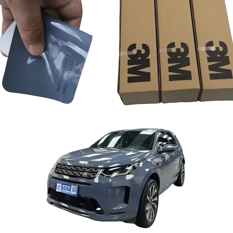 

3M High Gloss Car Vinyl Wrap Crystal Cement Grey PPF Air Release PET Not Layered Rock Chip Protection Durable Gloss Retention