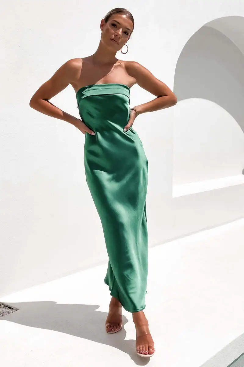 Sexy Bal Color Dr Women's Wrap Chest Elastic Bal Dr Street Sle High Waist Long Skirt V-ne Summer Dr