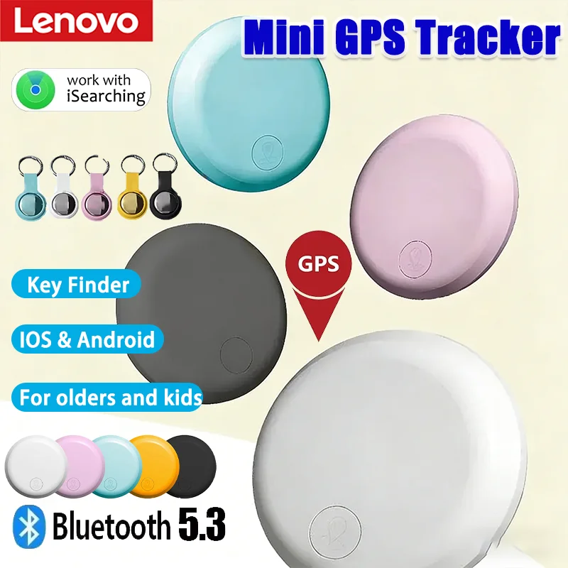

Lenovo Bluetooth5.3 GPS Smart Tracker Reminder Anti-Lost Device Pets Bag Wallet Finder AirTag Tracking Locator For Apple Android