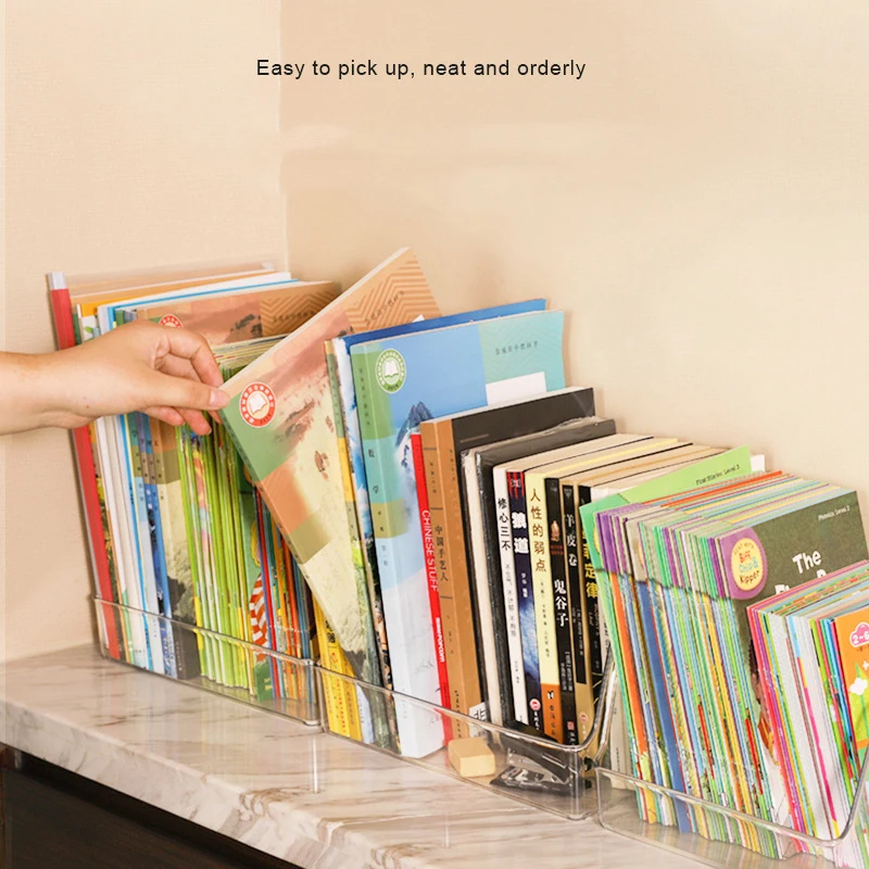 Student book desktop storage box children; book sorting artifact book box transparent box bedside bookcase rack