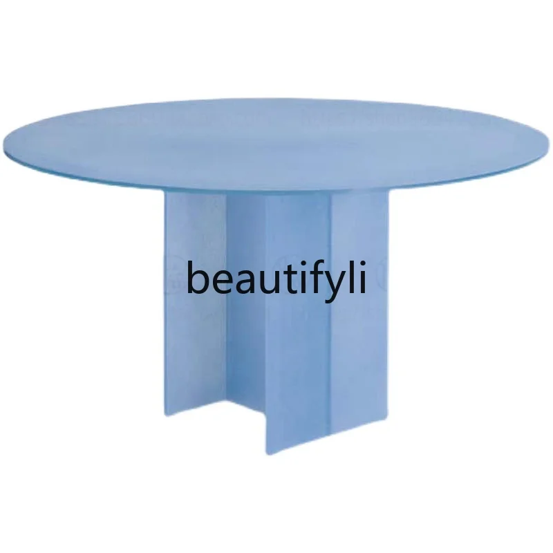 

Acrylic dining table Nordic simple creative fashion table Modern small round table negotiation matte island