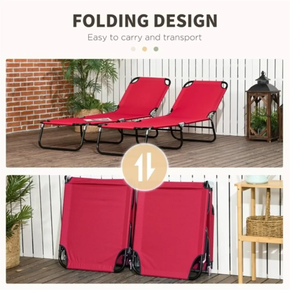 Fold-out chaise longue / beach chair Breathable oxford fabric dries quickly to keep cool in the summer, foldable design