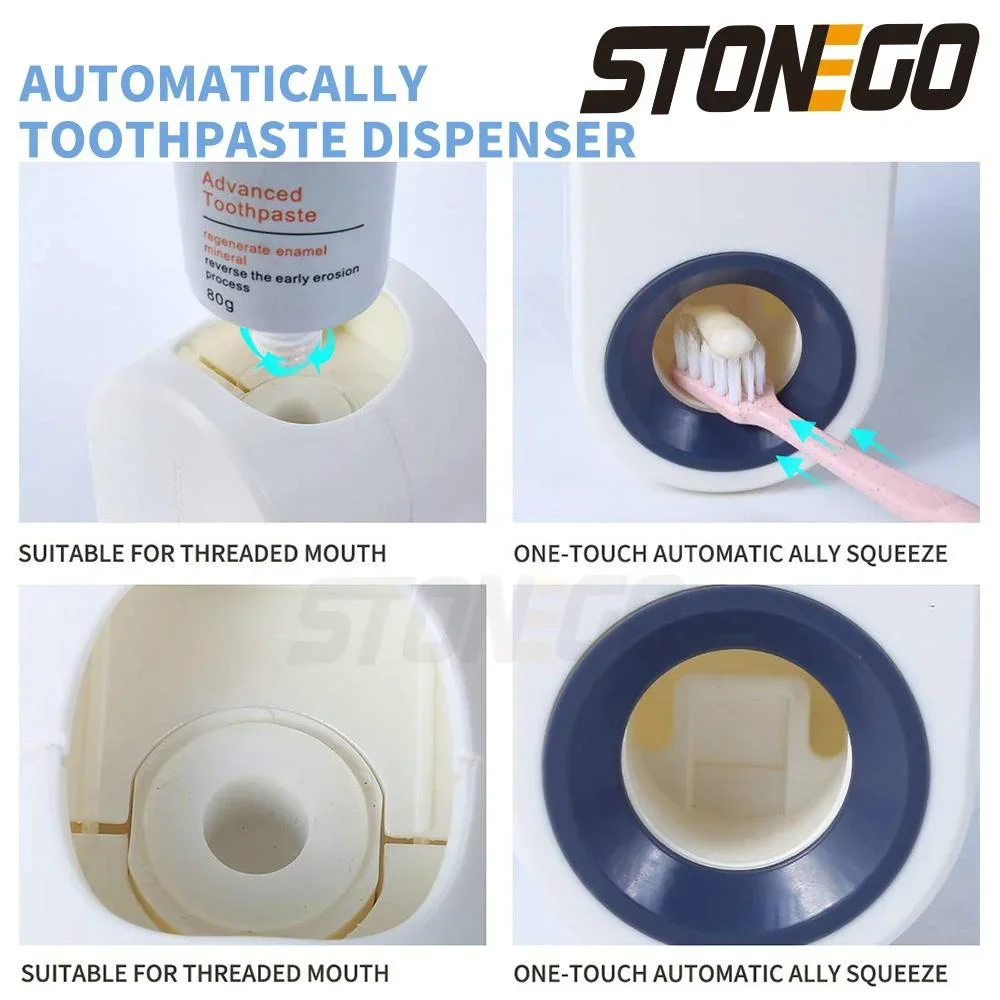 Home Bathroom Automatic Toothpaste Dispenser with Wall-mounted Hands-free Toothpaste Squeezer