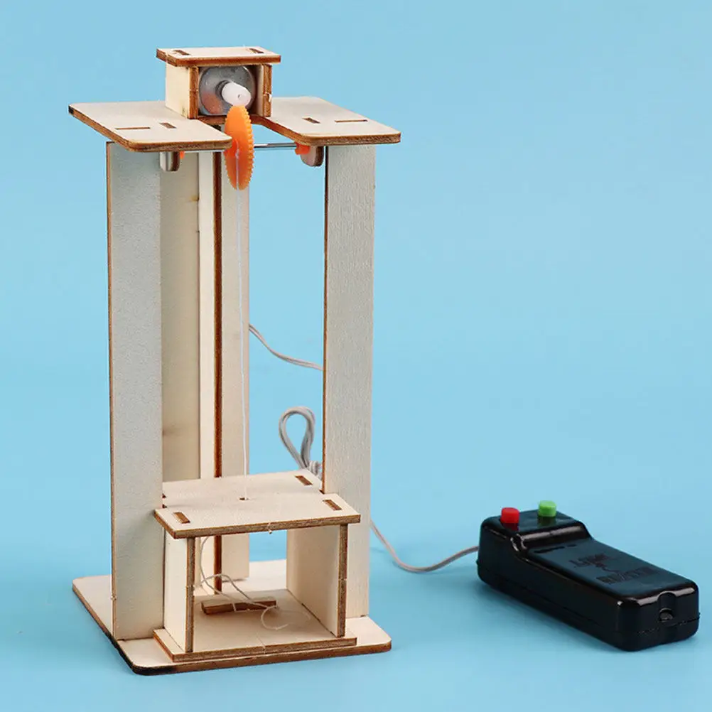 

2Pcs DIY Wood Elevators Assembly Kit Creative Educational Experiment Set for Kids Stem Science Practice School Project Science