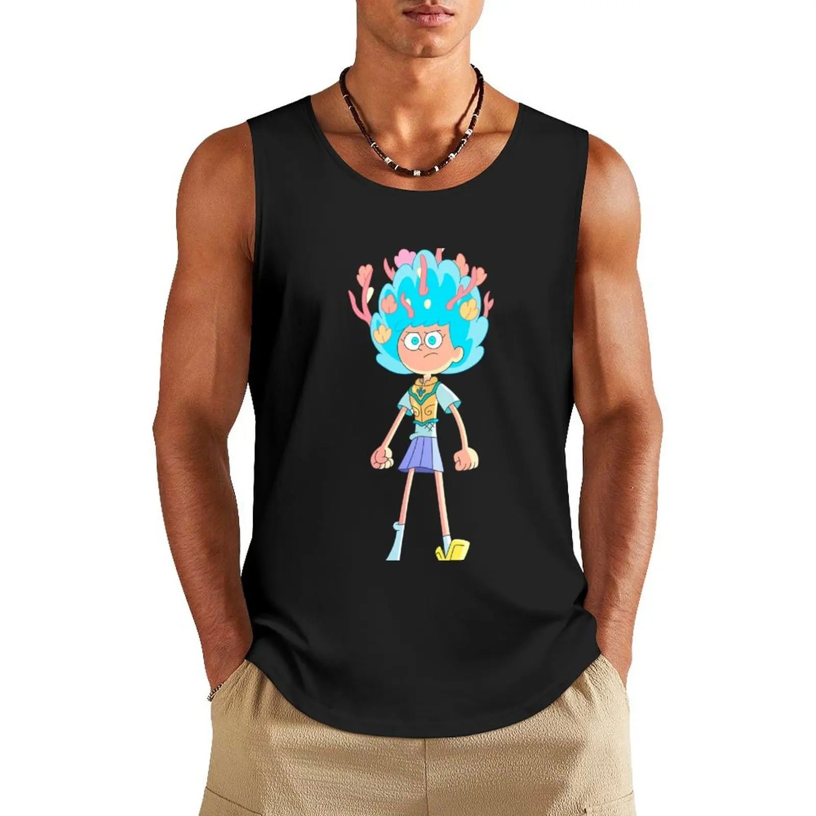 Anne Blue Power | Amphibia Tank Top anime top summer clothes gym shirts anime t-shirts