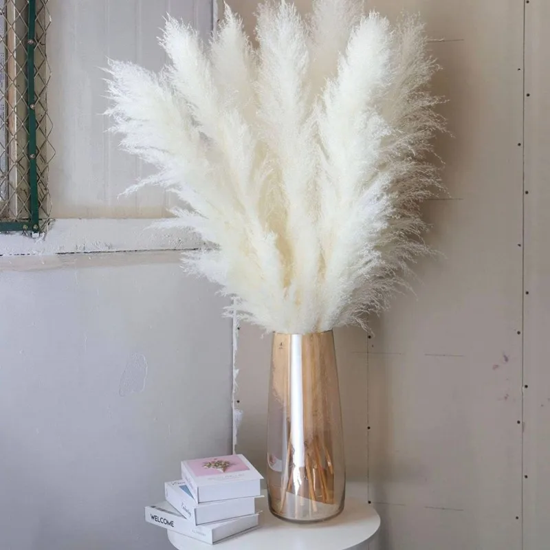 80-120cm Pampas Grass Extra Large Natural White Grey Dried Flower Bouquet Fluffy for Home Boho Decor Wedding Flower Decoration