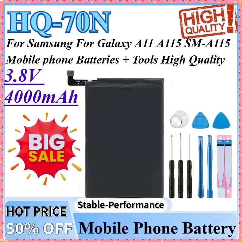 

3.8V 4000mAh HQ-70N Mobile Phone Batteries For Samsung For Galaxy SM-A115 A11 A115 Replacement Battery + Tools High Quality