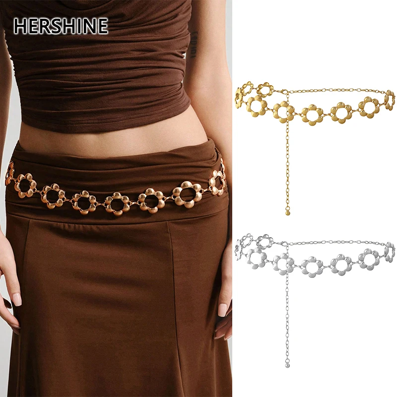 

HERSHINE, комплект из 2 женских модных поясных цепочек с цветочным декором, элегантные аксессуары в богемном стиле, весна, лето