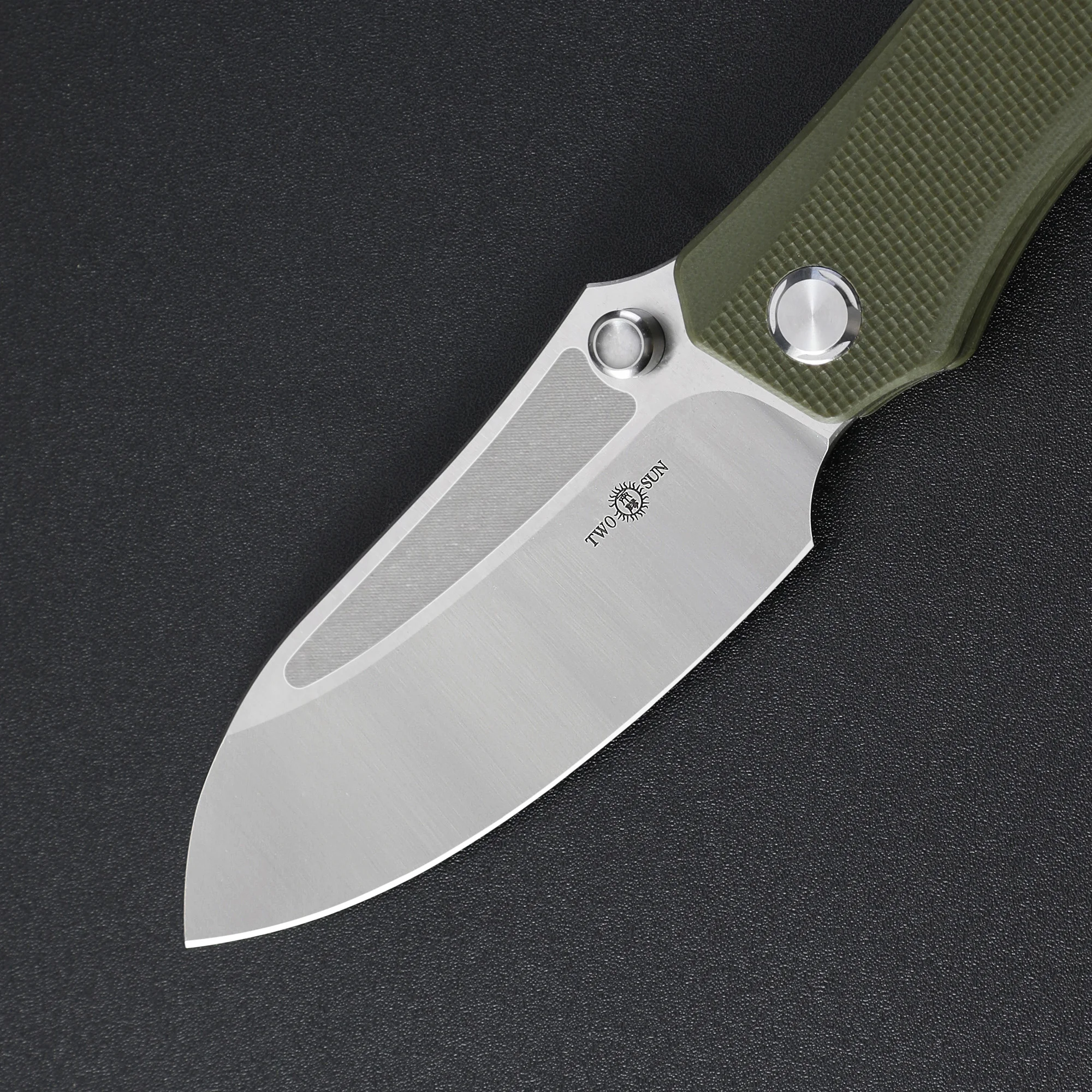 Imagem -05 - Dois Sun-utility Folding Knife For Homem Ts425 Outdoor Hunting Tool K110 Blade Satin Green G10 Handle Pocket Edc Camping